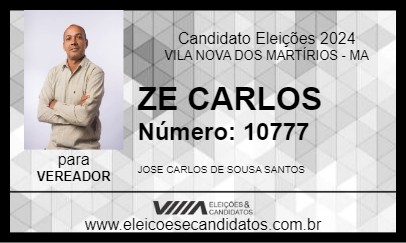 Candidato ZE CARLOS 2024 - VILA NOVA DOS MARTÍRIOS - Eleições