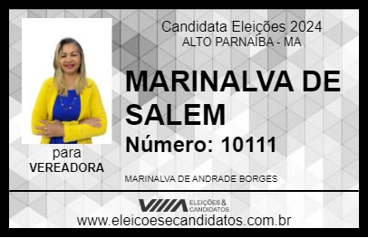 Candidato MARINALVA DE SALEM 2024 - ALTO PARNAÍBA - Eleições