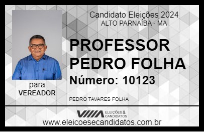 Candidato PROFESSOR PEDRO FOLHA 2024 - ALTO PARNAÍBA - Eleições