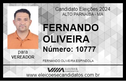 Candidato FERNANDO OLIVEIRA 2024 - ALTO PARNAÍBA - Eleições