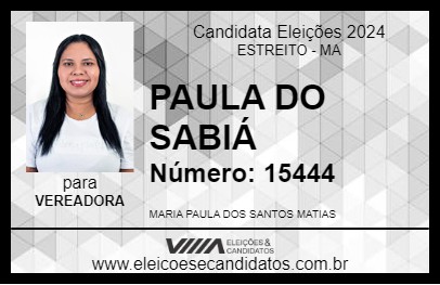 Candidato PAULA DO SABIÁ 2024 - ESTREITO - Eleições