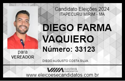 Candidato DIEGO FARMA VAQUEIRO 2024 - ITAPECURU MIRIM - Eleições