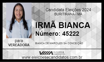 Candidato IRMÃ BIANCA 2024 - BURITIRANA - Eleições