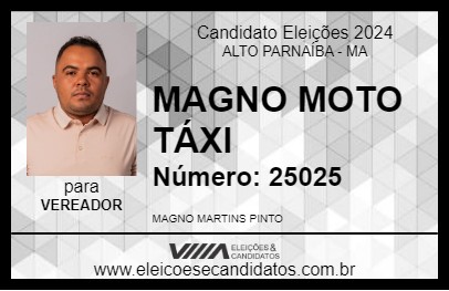 Candidato MAGNO MOTO TÁXI 2024 - ALTO PARNAÍBA - Eleições