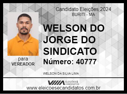 Candidato WELSON DO JORGE DO SINDICATO 2024 - BURITI - Eleições