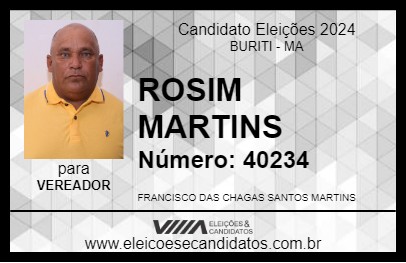 Candidato ROSIM MARTINS 2024 - BURITI - Eleições