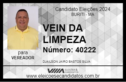 Candidato VEIN DA LIMPEZA 2024 - BURITI - Eleições