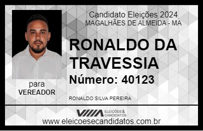 Candidato RONALDO DA TRAVESSIA 2024 - MAGALHÃES DE ALMEIDA - Eleições