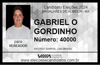 Candidato GABRIEL O GORDINHO 2024 - MAGALHÃES DE ALMEIDA - Eleições