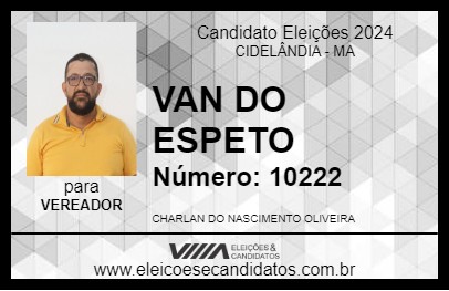 Candidato VAN DO ESPETO 2024 - CIDELÂNDIA - Eleições