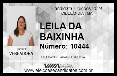 Candidato LEILA DA BAIXINHA 2024 - CIDELÂNDIA - Eleições