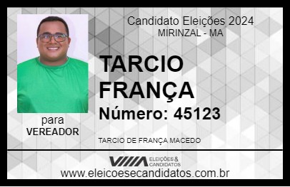 Candidato TARCIO FRANÇA 2024 - MIRINZAL - Eleições