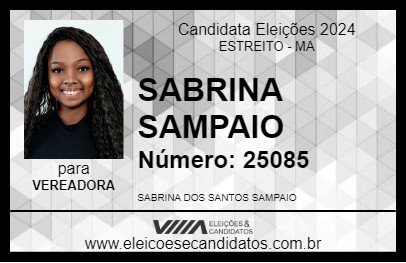 Candidato SABRINA SAMPAIO 2024 - ESTREITO - Eleições