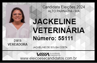 Candidato JACKELINE VETERINÁRIA 2024 - ALTO PARNAÍBA - Eleições