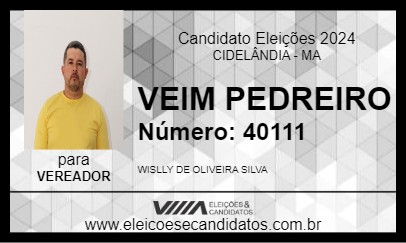 Candidato VEIM PEDREIRO 2024 - CIDELÂNDIA - Eleições