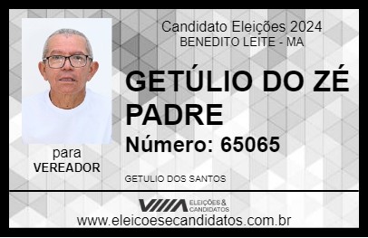 Candidato GETÚLIO DO ZÉ PADRE 2024 - BENEDITO LEITE - Eleições