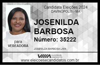 Candidato JOSENILDA BARBOSA 2024 - DAVINÓPOLIS - Eleições