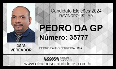 Candidato PEDRO DA GP 2024 - DAVINÓPOLIS - Eleições