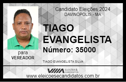 Candidato TIAGO EVANGELISTA 2024 - DAVINÓPOLIS - Eleições