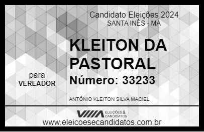 Candidato KLEITON DA PASTORAL 2024 - SANTA INÊS - Eleições