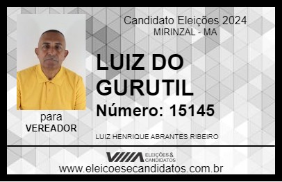 Candidato LUIZ DO GURUTIL 2024 - MIRINZAL - Eleições