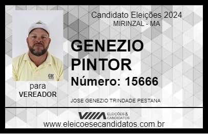 Candidato GENEZIO PINTOR 2024 - MIRINZAL - Eleições