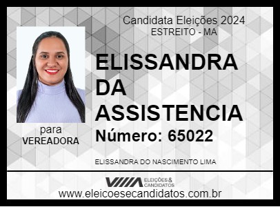 Candidato ELISSANDRA NASCIMENTO 2024 - ESTREITO - Eleições