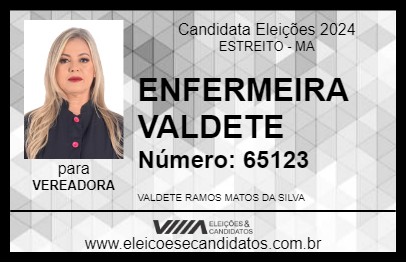 Candidato ENFERMEIRA VALDETE 2024 - ESTREITO - Eleições