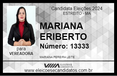 Candidato MARIANA ERIBERTO 2024 - ESTREITO - Eleições