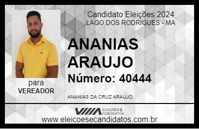 Candidato ANANIAS ARAUJO 2024 - LAGO DOS RODRIGUES - Eleições