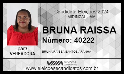 Candidato BRUNA RAISSA 2024 - MIRINZAL - Eleições