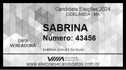 Candidato SABRINA 2024 - CIDELÂNDIA - Eleições