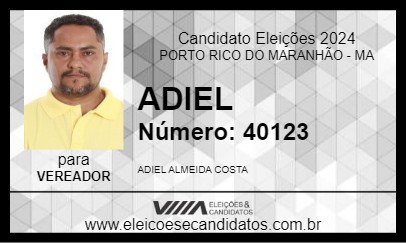 Candidato ADIEL 2024 - PORTO RICO DO MARANHÃO - Eleições