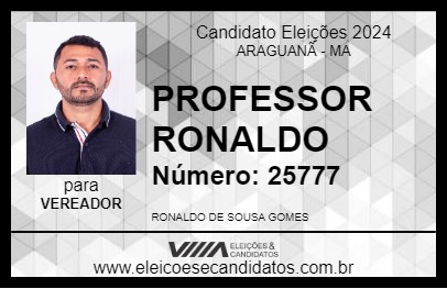 Candidato PROFESSOR RONALDO 2024 - ARAGUANÃ - Eleições