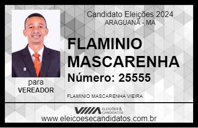 Candidato FLAMINIO MASCARENHA 2024 - ARAGUANÃ - Eleições