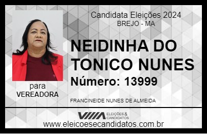 Candidato NEIDINHA DO TONICO NUNES 2024 - BREJO - Eleições