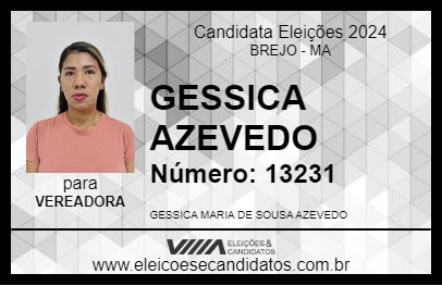 Candidato GESSICA AZEVEDO 2024 - BREJO - Eleições