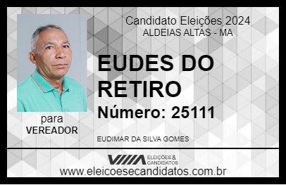 Candidato EUDES DO RETIRO 2024 - ALDEIAS ALTAS - Eleições