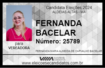 Candidato FERNANDA BACELAR 2024 - ALDEIAS ALTAS - Eleições