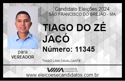 Candidato TIAGO DO ZÉ JACÓ 2024 - SÃO FRANCISCO DO BREJÃO - Eleições