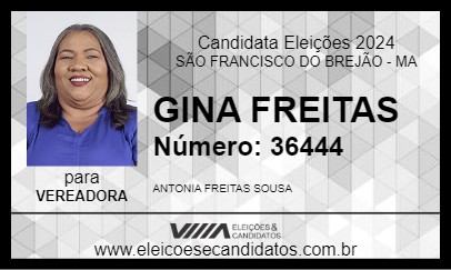 Candidato GINA FREITAS 2024 - SÃO FRANCISCO DO BREJÃO - Eleições