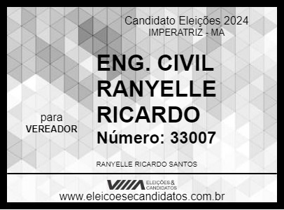 Candidato ENG. CIVIL RANYELLE RICARDO 2024 - IMPERATRIZ - Eleições