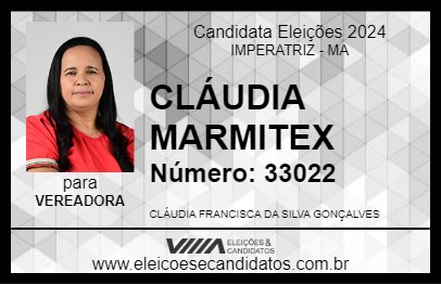 Candidato CLÁUDIA MARMITEX 2024 - IMPERATRIZ - Eleições