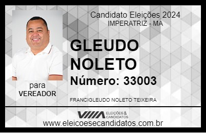 Candidato GLEUDO NOLETO 2024 - IMPERATRIZ - Eleições