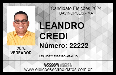 Candidato LEANDRO CREDI 2024 - DAVINÓPOLIS - Eleições