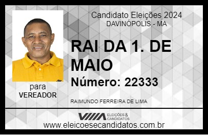 Candidato RAI DA 1. DE MAIO  2024 - DAVINÓPOLIS - Eleições