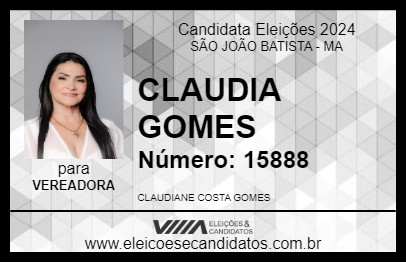 Candidato CLAUDIA GOMES 2024 - SÃO JOÃO BATISTA - Eleições