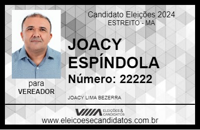 Candidato JOACY ESPÍNDOLA 2024 - ESTREITO - Eleições