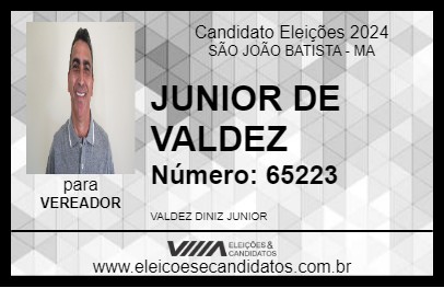 Candidato JUNIOR DE VALDEZ 2024 - SÃO JOÃO BATISTA - Eleições