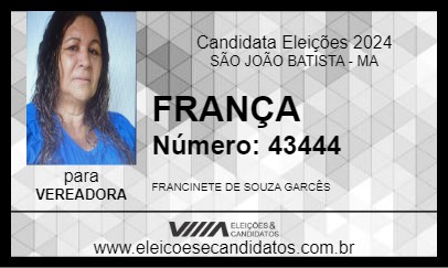 Candidato FRANÇA 2024 - SÃO JOÃO BATISTA - Eleições